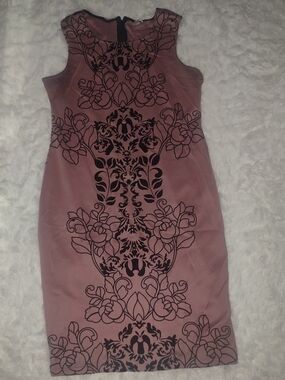Olivia Matthews Rose Quartz with Black Floral Damask Print - XL
